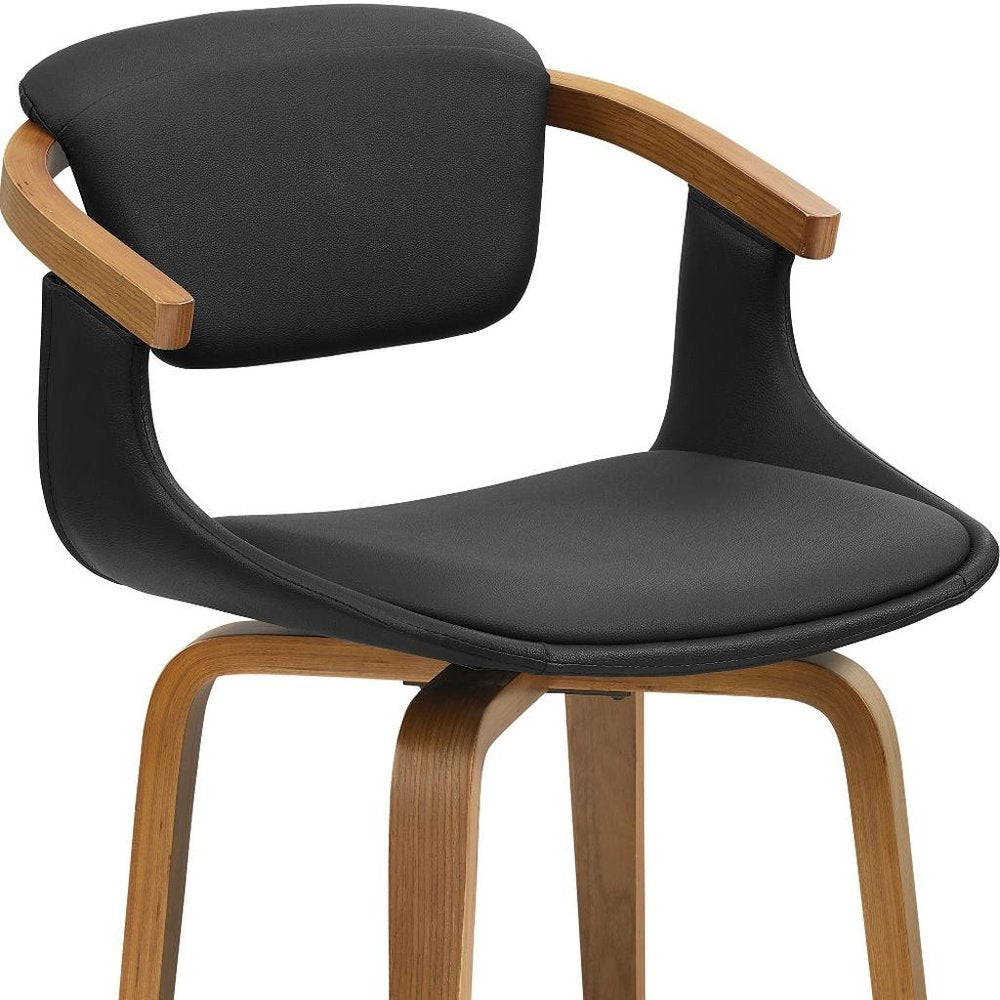 Black and Dark Brown Upholstered Faux Leather Dining Arm Chair