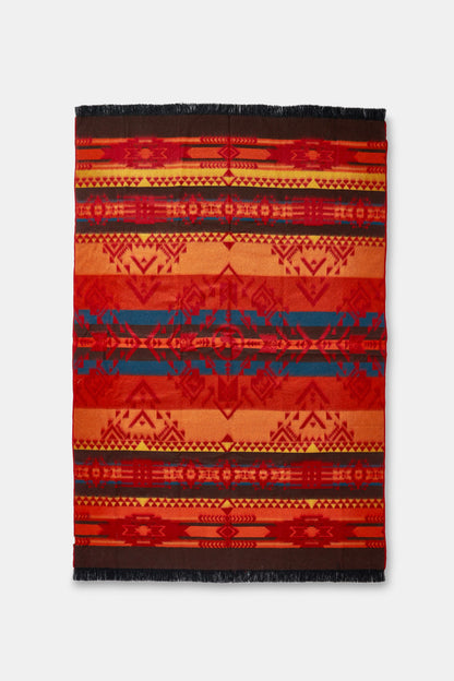 Red Orange Woven Acrylic Reversable Throw