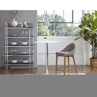 26" White and Silver Rounded Steel Bar Table