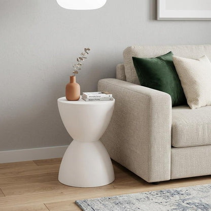 17" White Heavy Duty Plastic Round Pedestal End Table