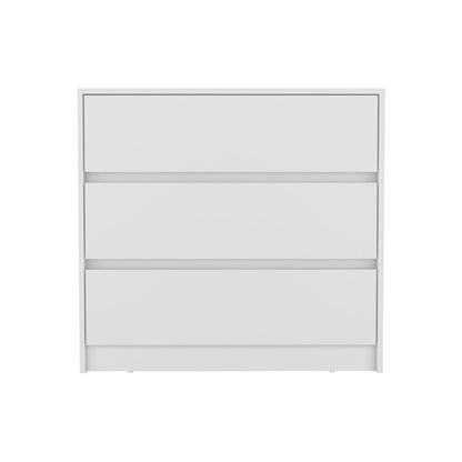 33" White Three Drawer Dresser