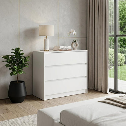 33" White Three Drawer Dresser