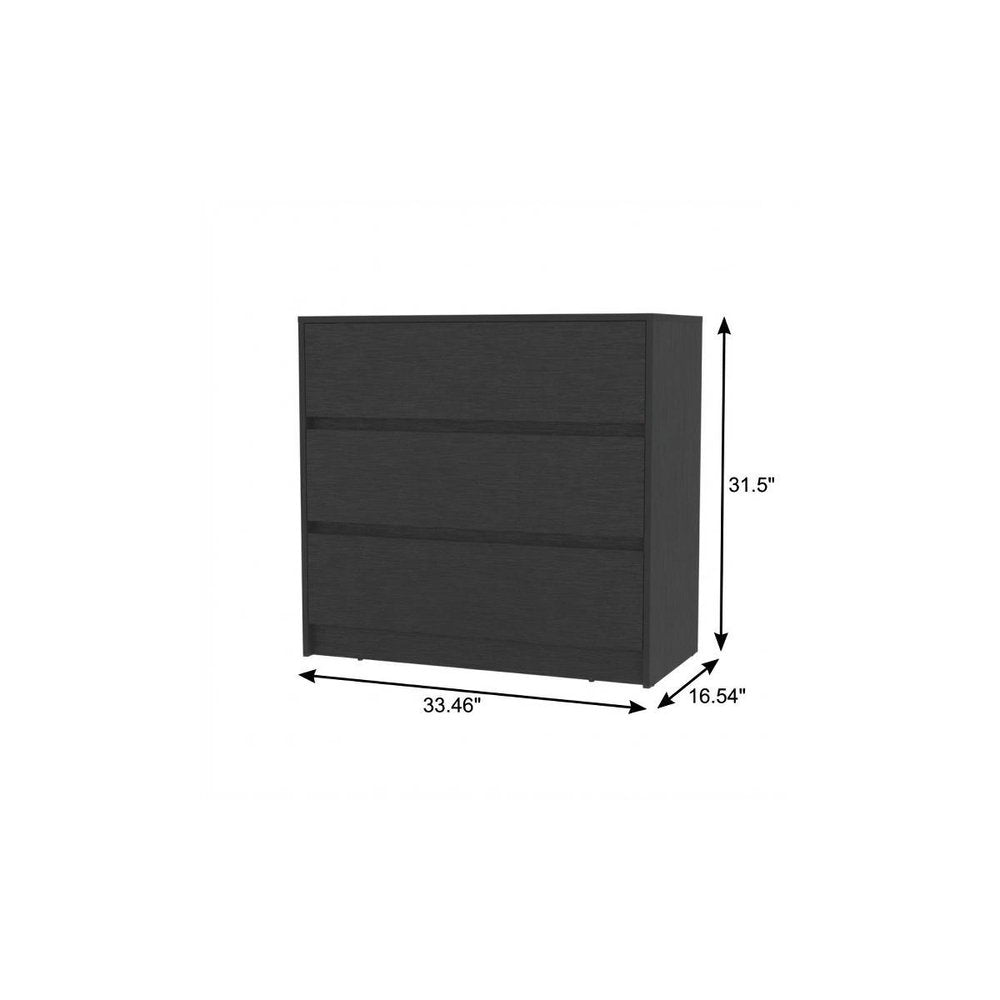 33" Black Three Drawer Dresser