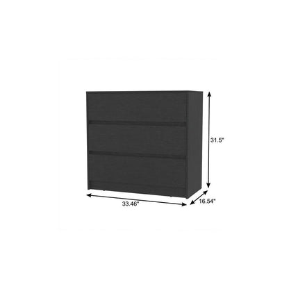 33" Black Three Drawer Dresser