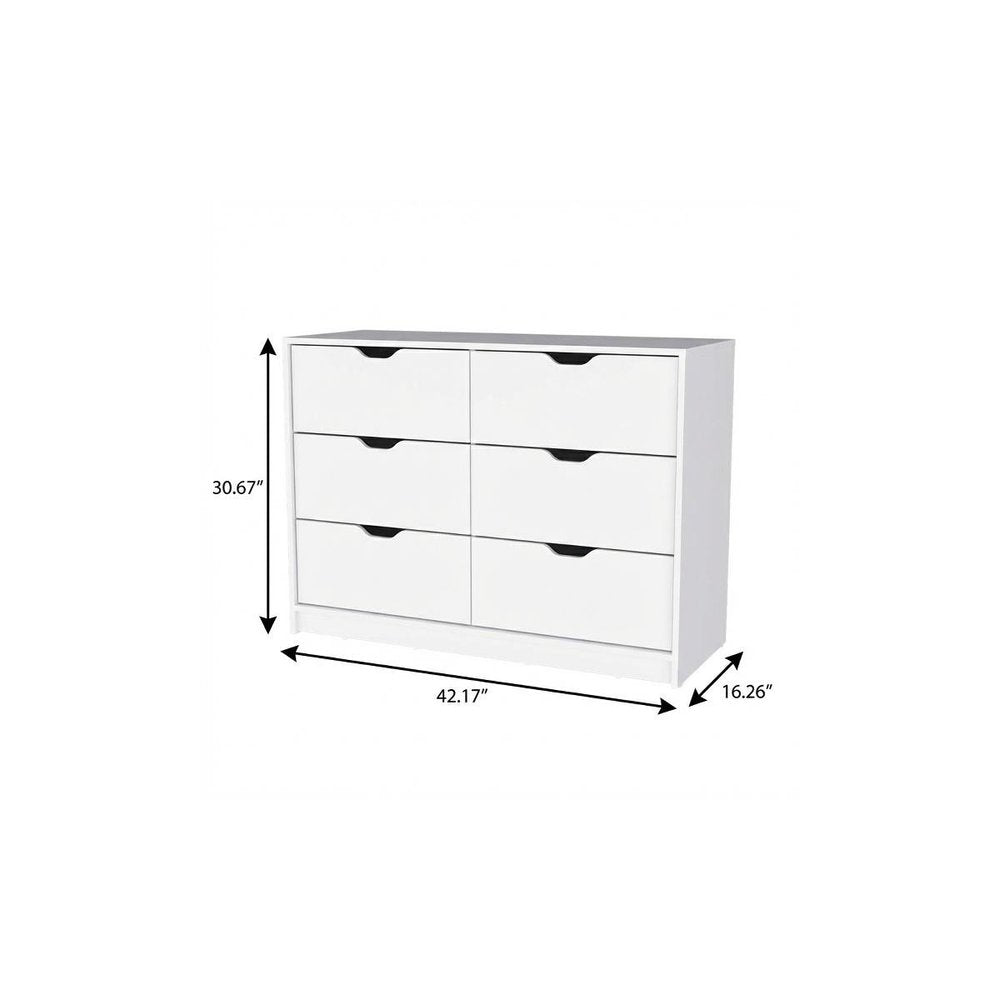 42" White Four Drawer Dresser