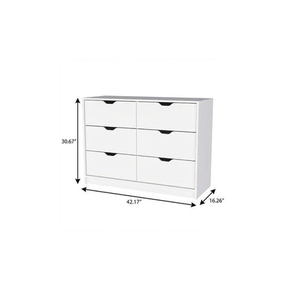 42" White Four Drawer Dresser
