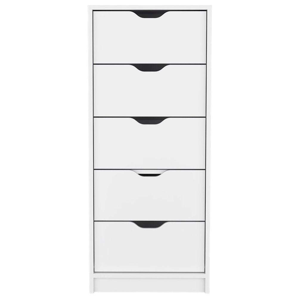 18" White Five Drawer Standard Chest