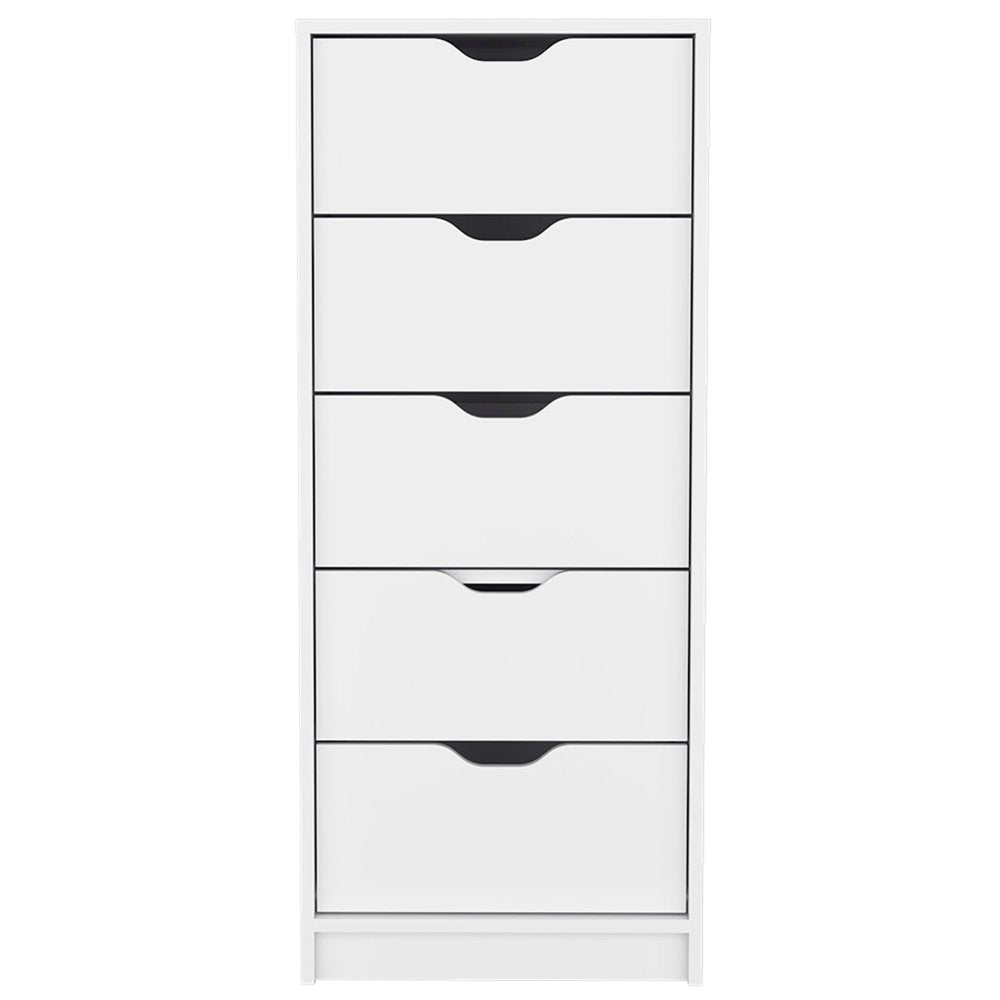 18" White Five Drawer Standard Chest