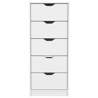 18" White Five Drawer Standard Chest