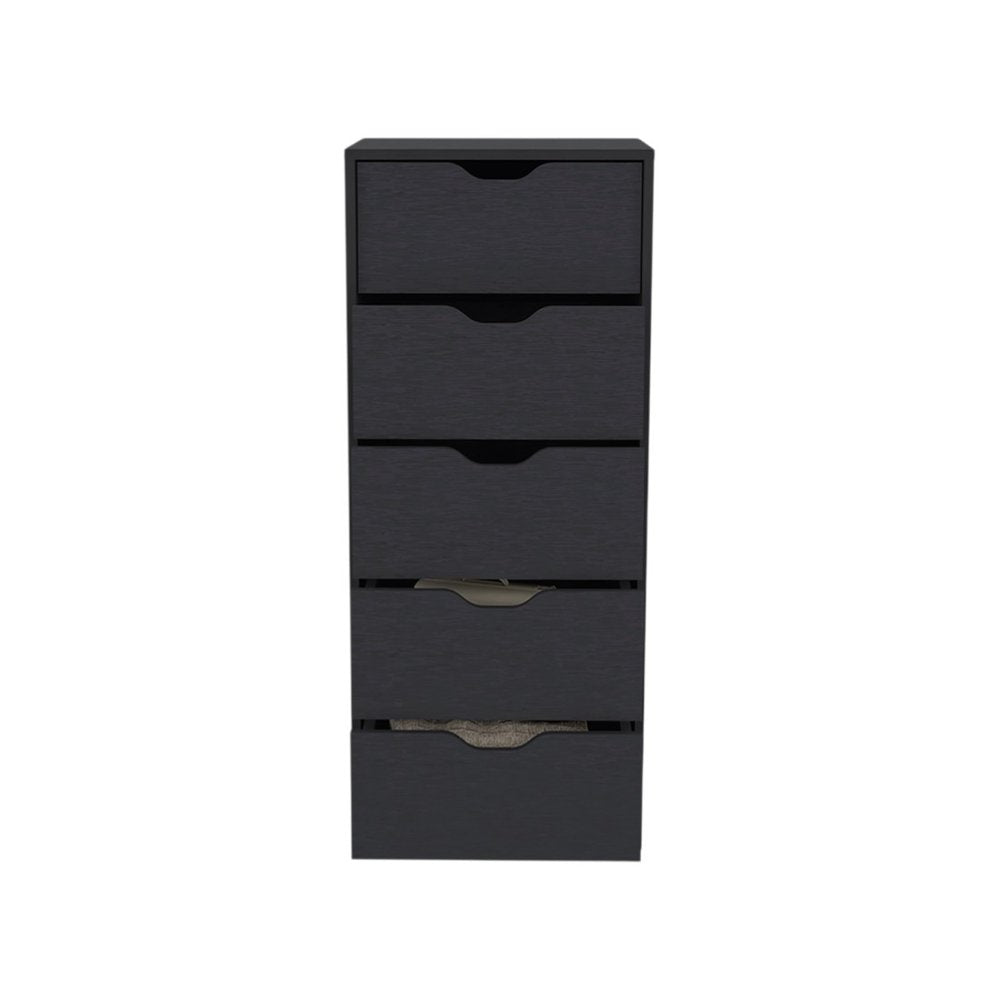 18" Black Five Drawer Standard Chest