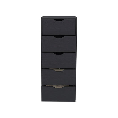 18" Black Five Drawer Standard Chest