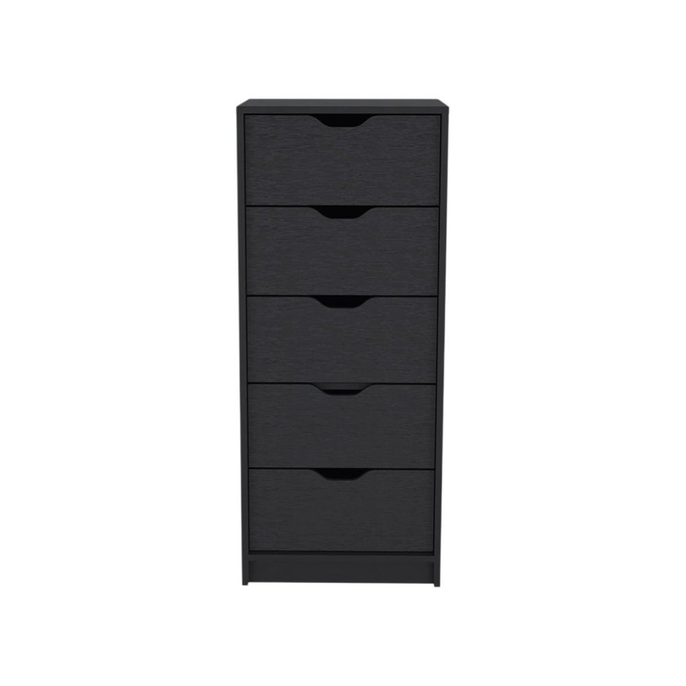 18" Black Five Drawer Standard Chest