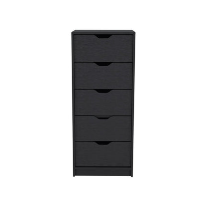 18" Black Five Drawer Standard Chest