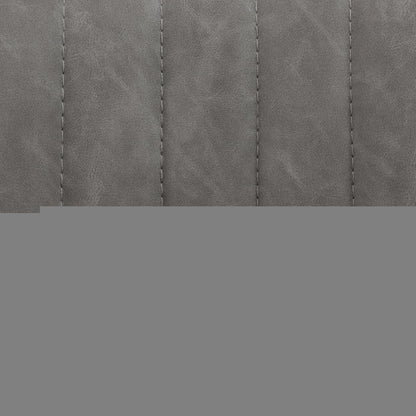 Set of Two 31" Gray And Black Faux Leather And Steel Swivel Low Back Adjustable Height Bar Chairs