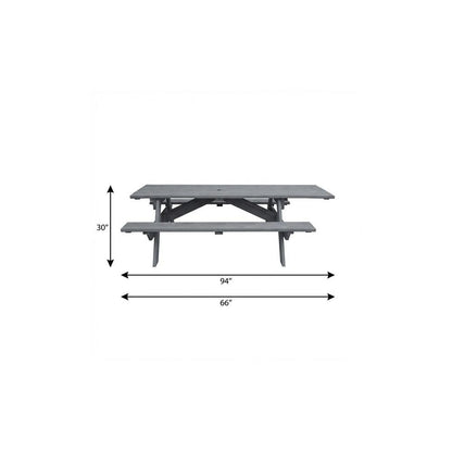 Gray Solid Wood Outdoor Picnic Table Umbrella Hole