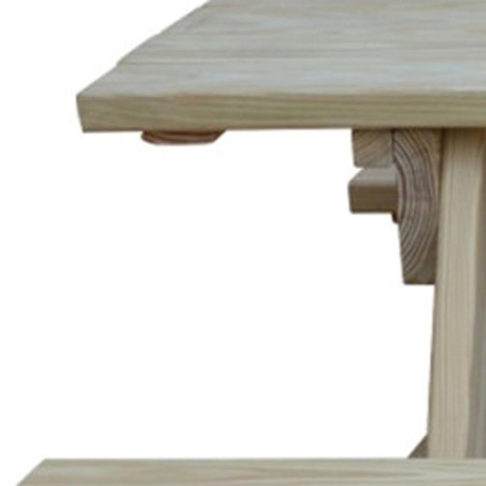 Beige Solid Wood Outdoor Picnic Table Umbrella Hole