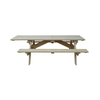Beige Solid Wood Outdoor Picnic Table Umbrella Hole