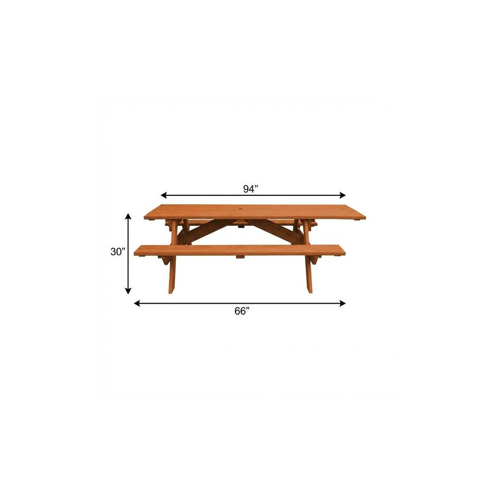 Cedar Chest Solid Wood Outdoor Picnic Table Umbrella Hole