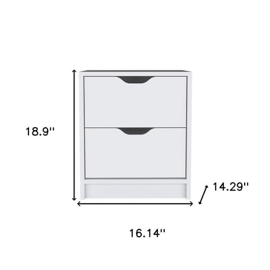 19" White Wood Two Drawer Nightstand