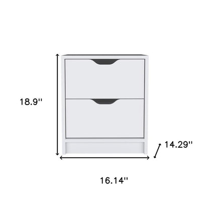 19" White Wood Two Drawer Nightstand