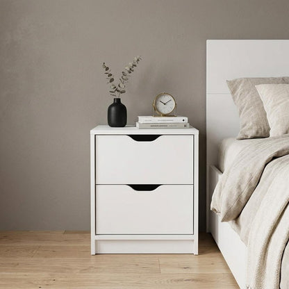 19" White Wood Two Drawer Nightstand