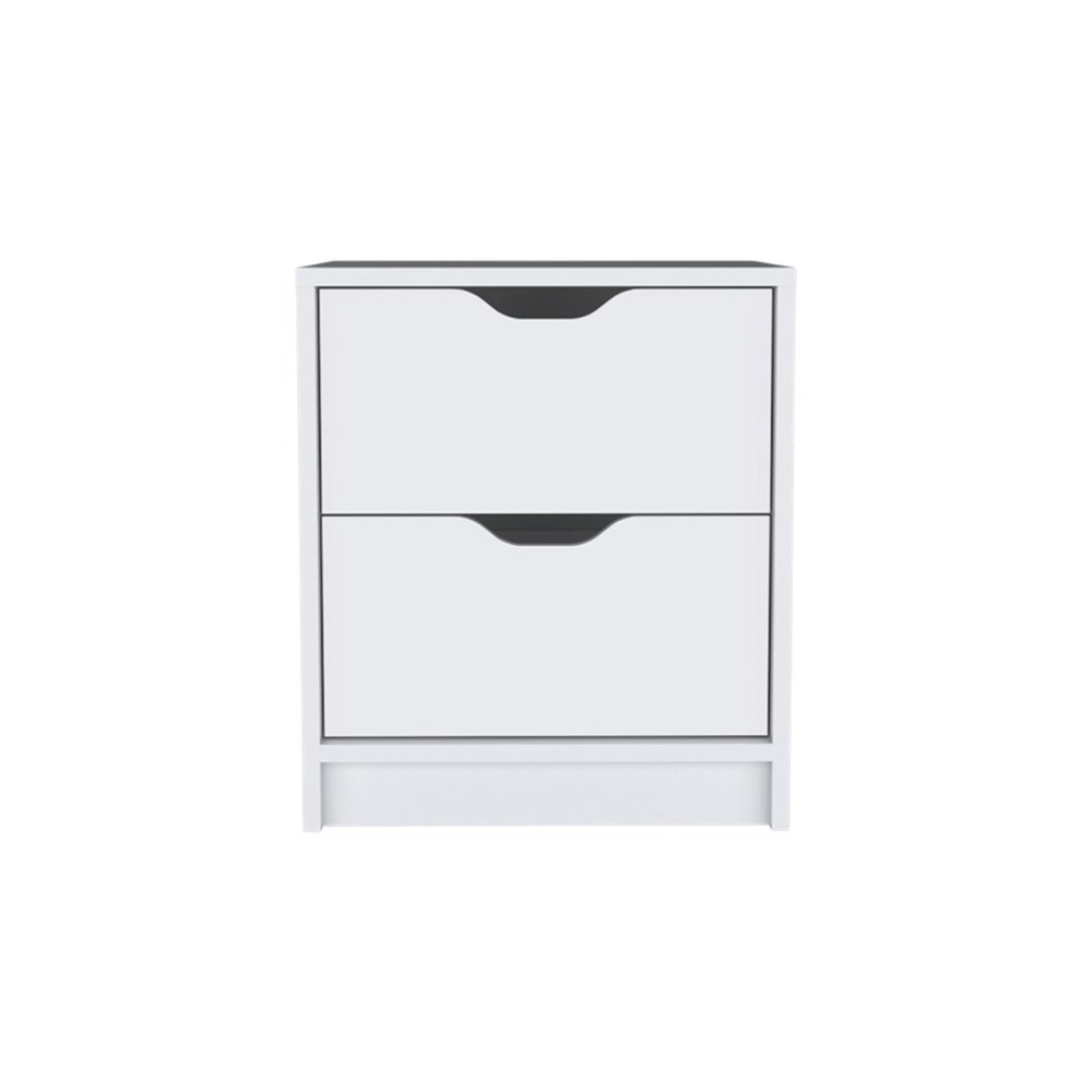 19" White Wood Two Drawer Nightstand