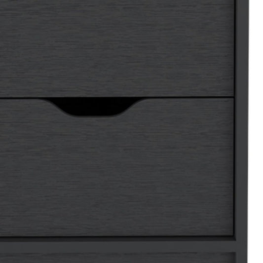 19" Black Wood Two Drawer Nightstand