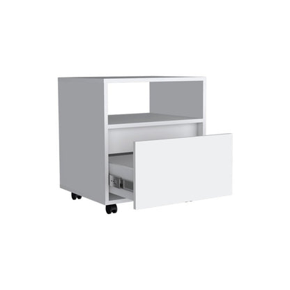 20" White Wood One Drawer Nightstand