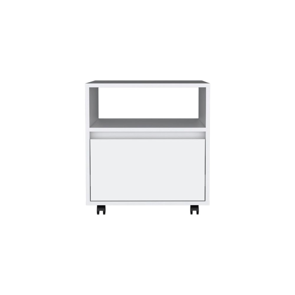 20" White Wood One Drawer Nightstand