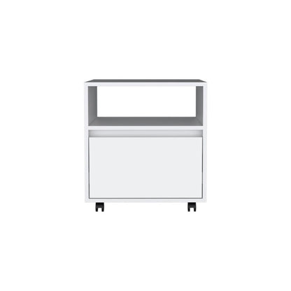 20" White Wood One Drawer Nightstand