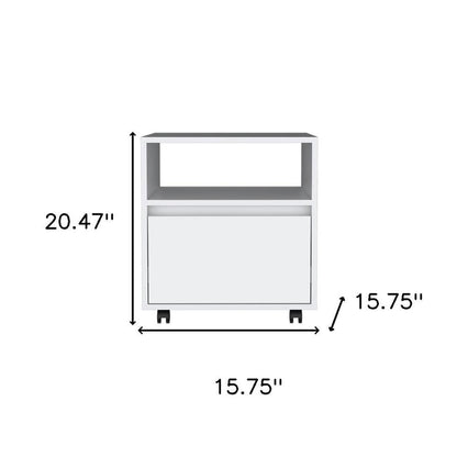 20" White Wood One Drawer Nightstand
