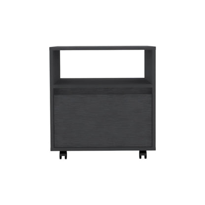 20" Black Wood One Drawer Nightstand