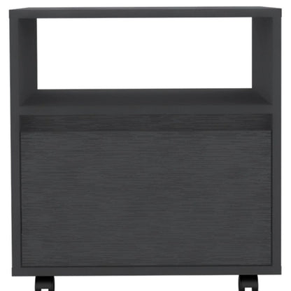 20" Black Wood One Drawer Nightstand