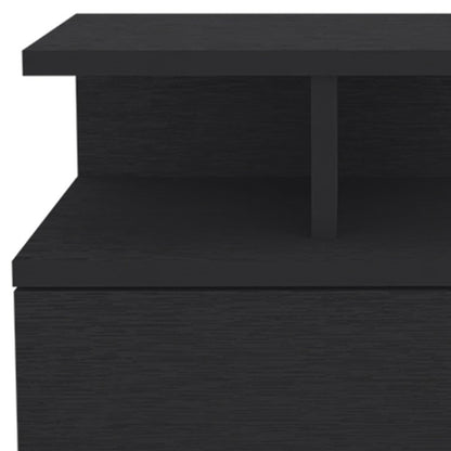 14" Black Wood One Drawer Floating Nightstand