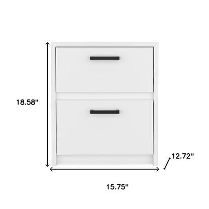 19" White Wood Two Drawer Nightstand