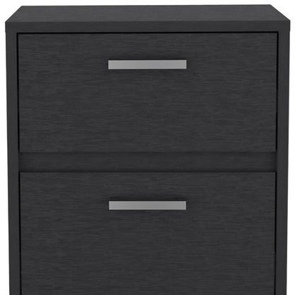19" Black Wood Two Drawer Nightstand