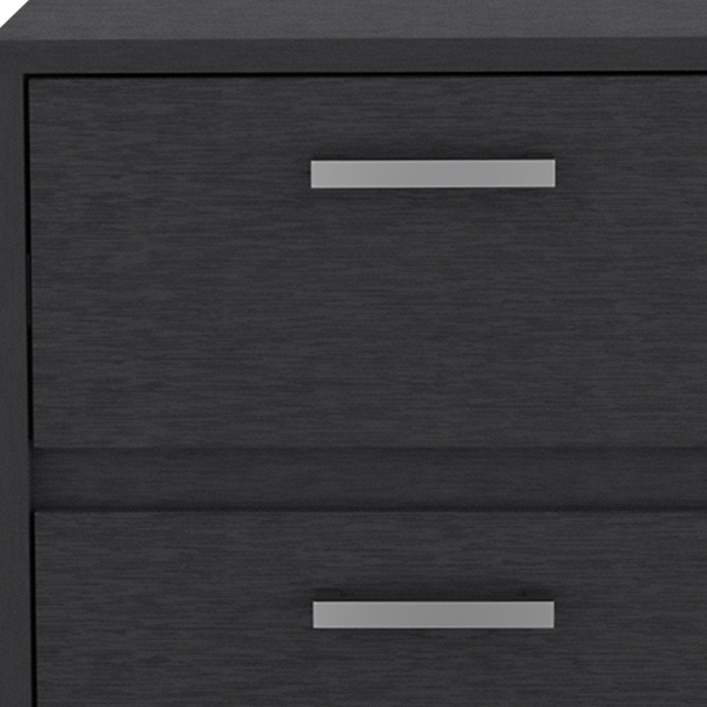 19" Black Wood Two Drawer Nightstand