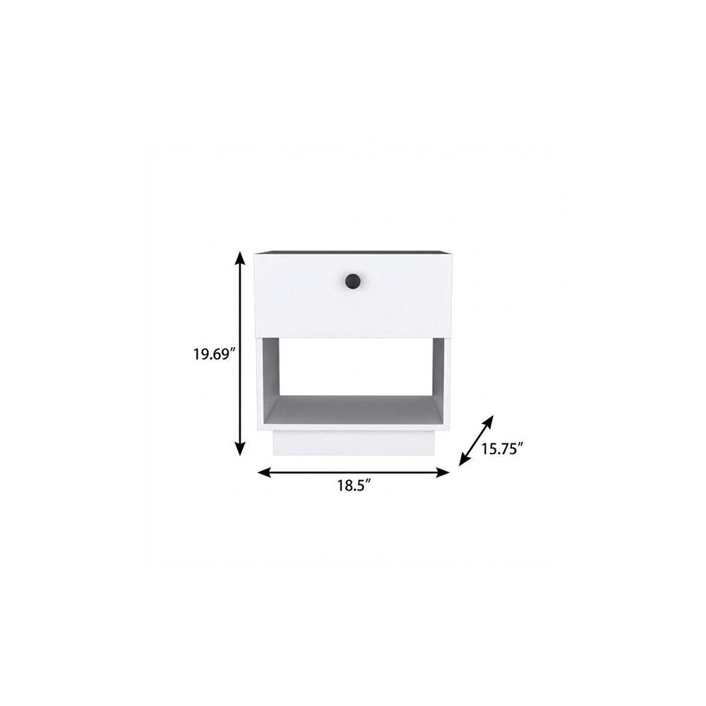 20" White Wood One Drawer Nightstand