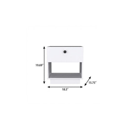 20" White Wood One Drawer Nightstand