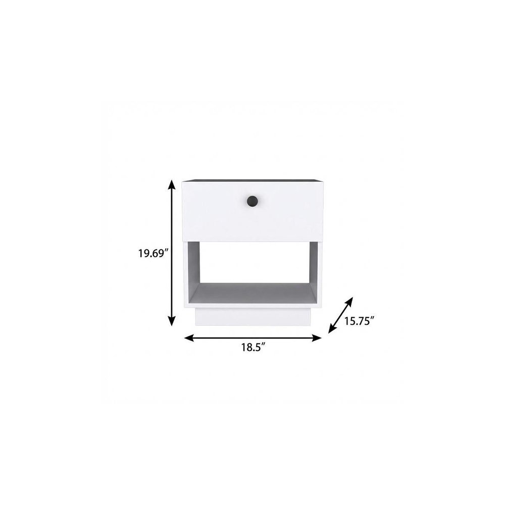 20" White Wood One Drawer Nightstand