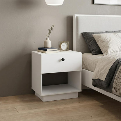 20" White Wood One Drawer Nightstand