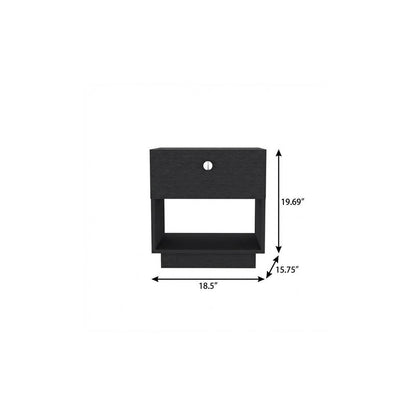 20" Black Wood One Drawer Nightstand