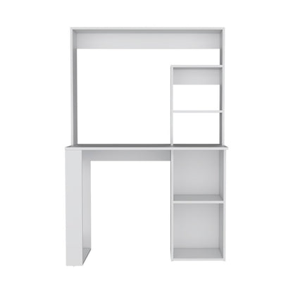39" White Wood Computer Desk With Hutch