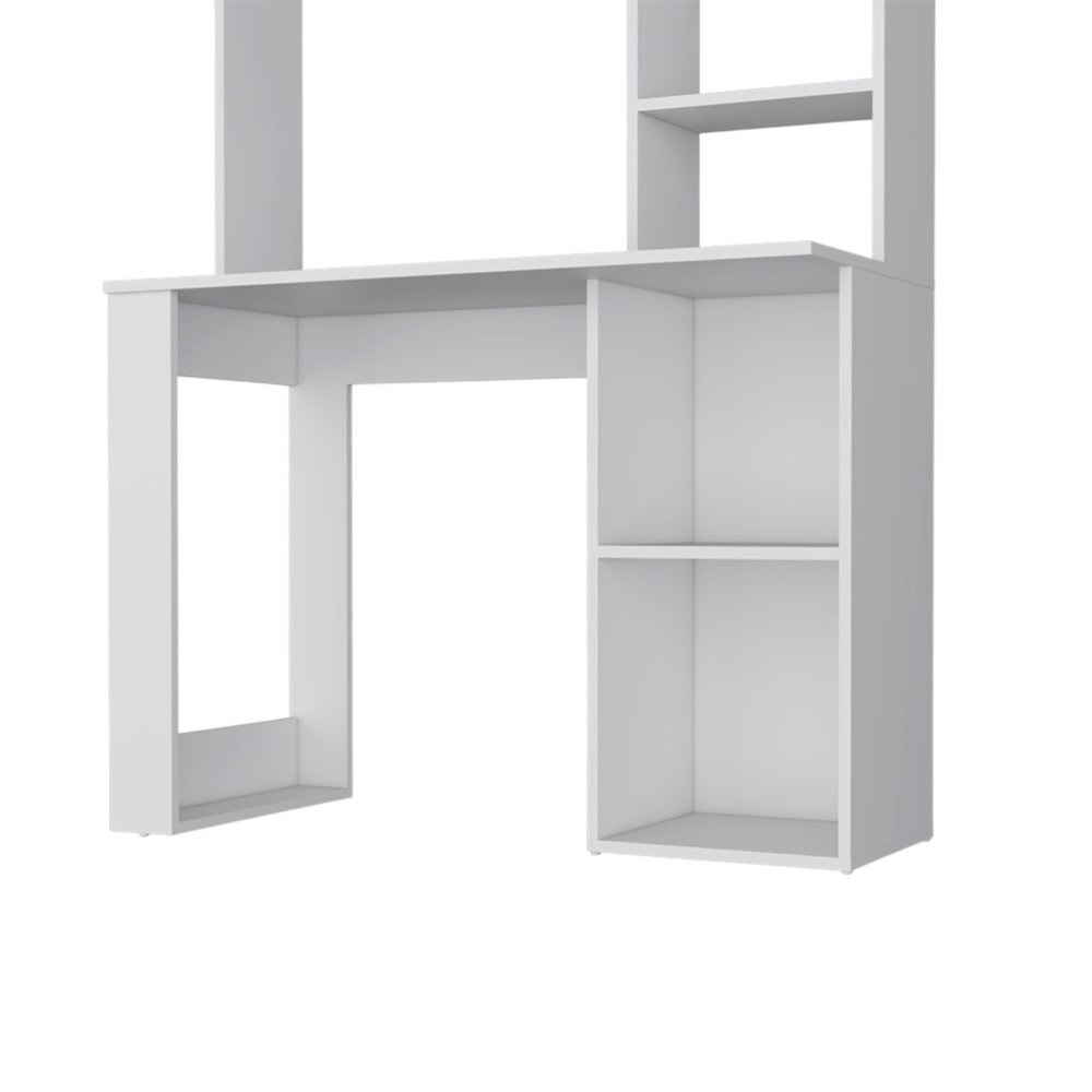 39" White Wood Computer Desk With Hutch