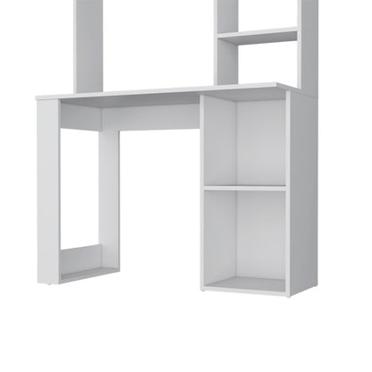 39" White Wood Computer Desk With Hutch