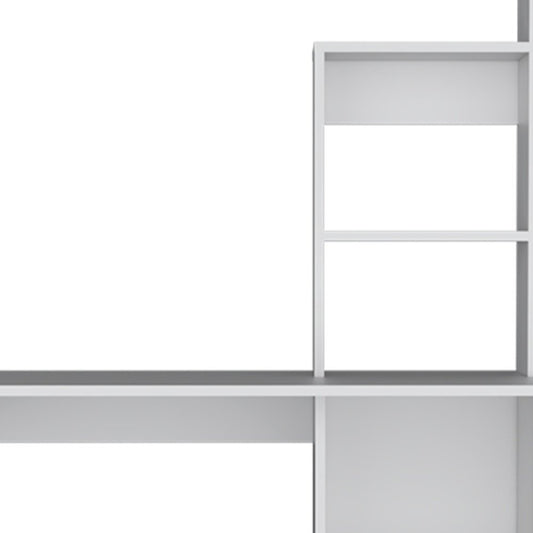 39" White Wood Computer Desk With Hutch