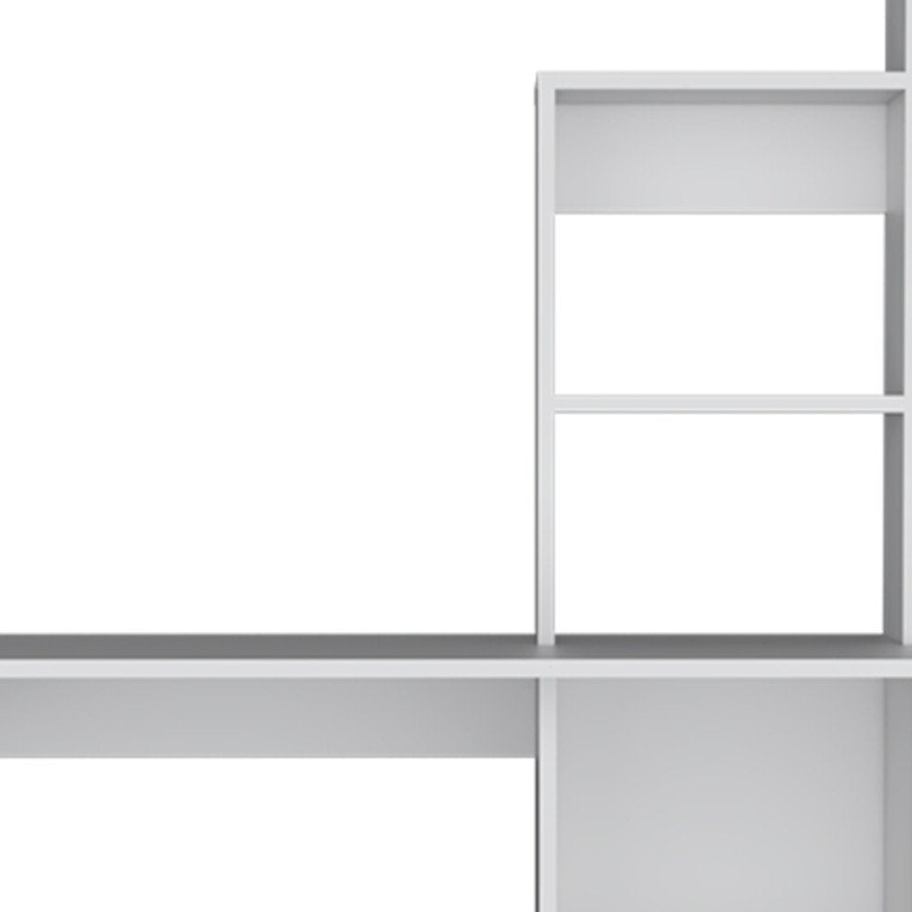 39" White Wood Computer Desk With Hutch