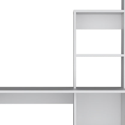 39" White Wood Computer Desk With Hutch