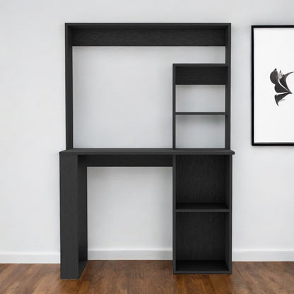 58" Black Wood Computer Desk With Hutch