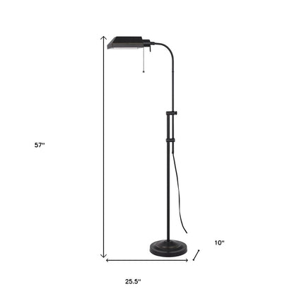 57" Bronze Metal Adjustable Floor Lamp With Bronze Metal Square Shade